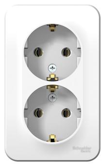 Розетка 2-м 16А О/У З/К изолирующая пластина Белый Blanca