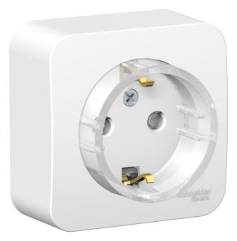 Розетка 1-м 16А О/У З/К со шторками с кольцом изолирующая пластина Белый Blanca