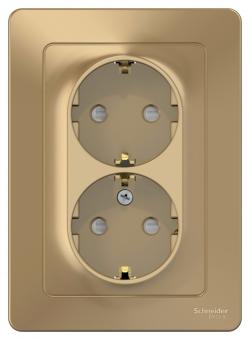 Розетка 2-м 16А С/У З/К со шторками Титан Blanca