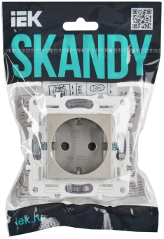 Розетка 1-м 16А С/У З/К со шторками Шампань Skandy