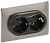 Розетка 2-м 16А С/У З/К в сборе Металл Никель Skandy
