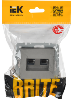 Розетка RJ45+RJ45 кат.6 С/У Сталь Brite