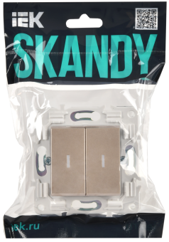 Выключатель 2-кл 10А С/У с индикатором Песочный Skandy