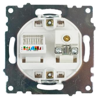 Розетка TV антенна + RJ45 С/У Белый Катрин