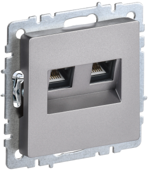 Розетка RJ45+RJ45 кат.6 С/У Сталь Brite