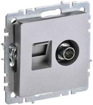 Розетка TV антенна + RJ45 кат.5E С/У Алюминий Brite