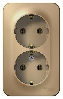 Розетка 2-м 16А О/У З/К изолирующая пластина Титан Blanca