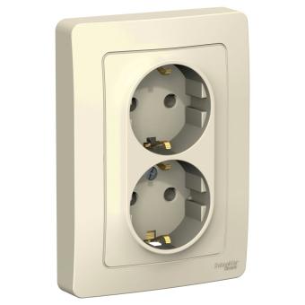 Розетка 2-м 16А С/У З/К Молочный Blanca