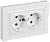 Розетка 2-м 16А С/У З/К cо шторками плоская в сборе Арктический Белый Brite