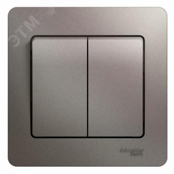 Выключатель 2-кл 10А С/У в сборе с рамкой Платина Glossa