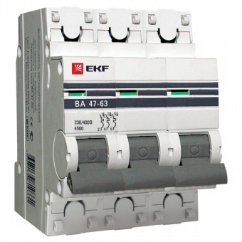 Автоматический выключатель 3P 12,5А (D) 4,5kA ВА 47-63 EKF PROxima