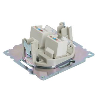 Розетка RJ45+RJ45 С/У Серебро Катрин