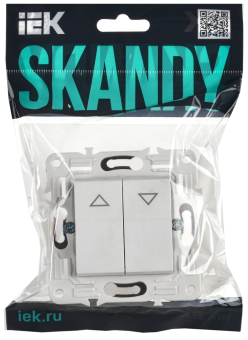 Выключатель 2-кл 10А С/У для жалюзи Арктический белый Skandy