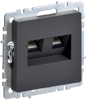 Розетка RJ45+RJ45 кат.6 С/У Графит Brite