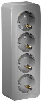 Розетка 4-м 16А О/У З/К со шторками изолирующая пластина Алюминий Blanca