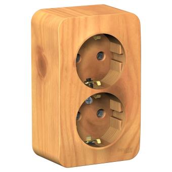 Розетка 2-м 16А О/У З/К изолирующая пластина Ясень Blanca