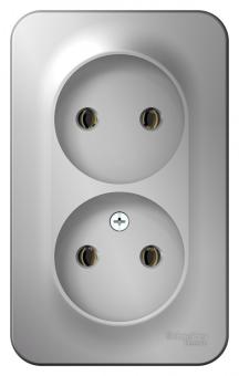 Розетка 2-м 16А О/У изолирующие пластины Алюминий Blanca