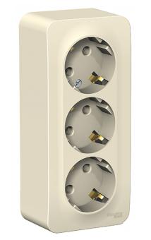 Розетка 3-м 16А О/У З/К изолирующая пластина Молочный Blanca