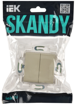 Переключатель 2-кл 10А С/У перекрестный Бежевый Skandy