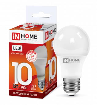 Лампа светодиодная LED-A60-VC 10Вт 230В Е27 6500К 950Лм IN HOME