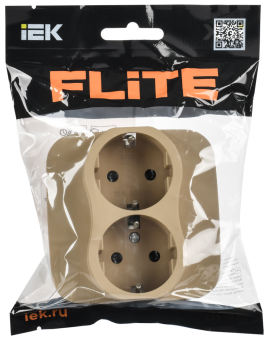 Розетка 2-м 16А С/У З/К со шторками Б/К тип 1 Хаки FLITE