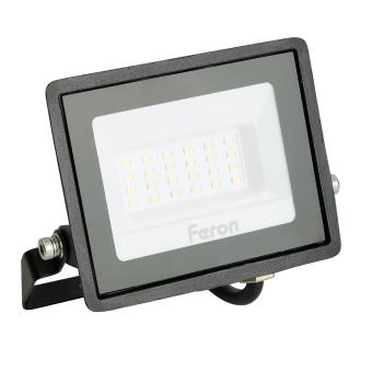Прожектор светодиодный 2835 SMD 30Вт 6400K IP65  AC220V/50Hz, черный  с матовым стеклом , LL-920