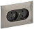Розетка 2-м 10А С/У со шторками в сборе Металл Никель Skandy