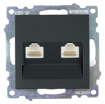 Розетка RJ45+RJ45 С/У Черный Катрин