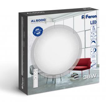Светильник светодиодный AL5000 тарелка 36W 3000К-6500K 2900Lm IP20 белый с кантом управляемый