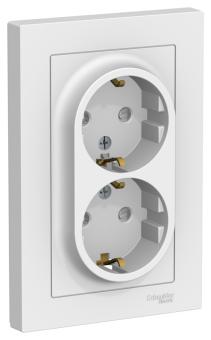 Розетка 2-м 16А С/У З/К со штор.в сборе с рамкой Лотос AtlasDesign