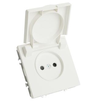 Розетка 1-м 16А С/У со шторками с крышкой IP42 Белый фарфор Эмили