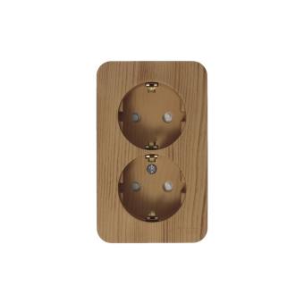 Розетка 2-м 16А О/У З/К со шторками изолирующая пластина Ясень Blanca