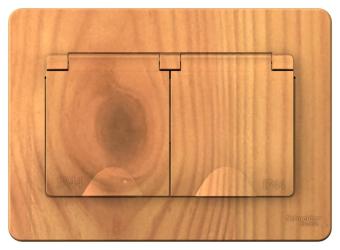 Розетка 2-м 16А С/У З/К со шторками с крышками IP44 Ясень Blanca