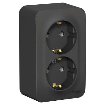 Розетка 2-м 16А О/У З/К изолирующая пластина Антрацит Blanca