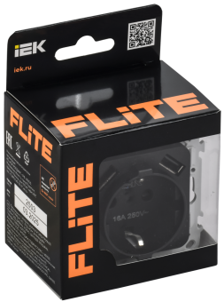Розетка 1-м 16А С/У З/К со шторками+USB A+А 3,1А Б/К Черный FLITE