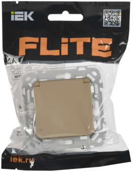 Розетка 1-м 16А С/У З/К со шторками с крышкой IP44 Б/К Хаки FLITE