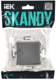 Переключатель 1-кл 10А C/У проходной Серый Skandy