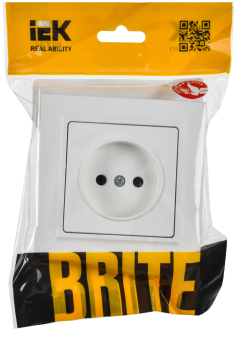 Розетка 1-м 10А С/У в сборе Арктический Белый Brite