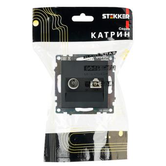 Розетка TV антенна + RJ-45 С/У Черный Катрин