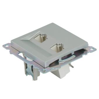 Розетка RJ45+RJ45 С/У Серебро Катрин