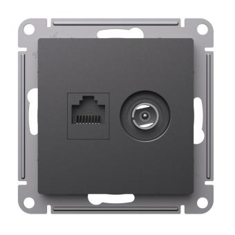 Розетка TV антенна + RJ45 кат.5E С/У Базальт AtlasDesign