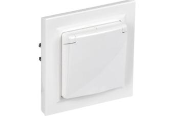 Розетка 1-м 16А С/У З/К со шторками с крышкой IP44 в сборе Белый Brite