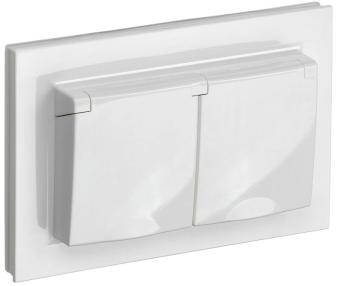 Розетка 2-м 16А С/У З/К c крышками IP44 в сборе Белый Brite