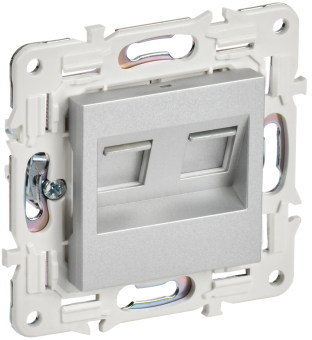 Розетка RJ45+RJ45 кат.6 С/У Серебряный Skandy