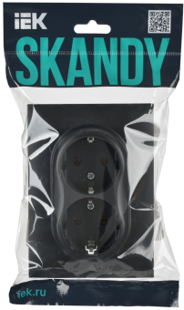 Розетка 2-м 16А С/У З/К в сборе Графит Skandy