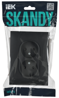Розетка 2-м 10А С/У со шторками в сборе Графит Skandy