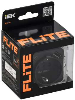 Розетка 1-м 16А С/У З/К со шторками+USB A+С 20Вт Б/К Черный FLITE