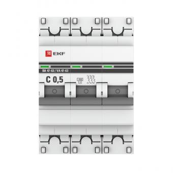 Автоматический выключатель 3P  0,5А (C) 4,5kA ВА 47-63 EKF PROxima