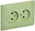 Розетка 2-м 10А С/У со шторками в сборе Мятный Skandy