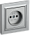 Розетка 1-м 10А С/У в сборе Алюминий Brite